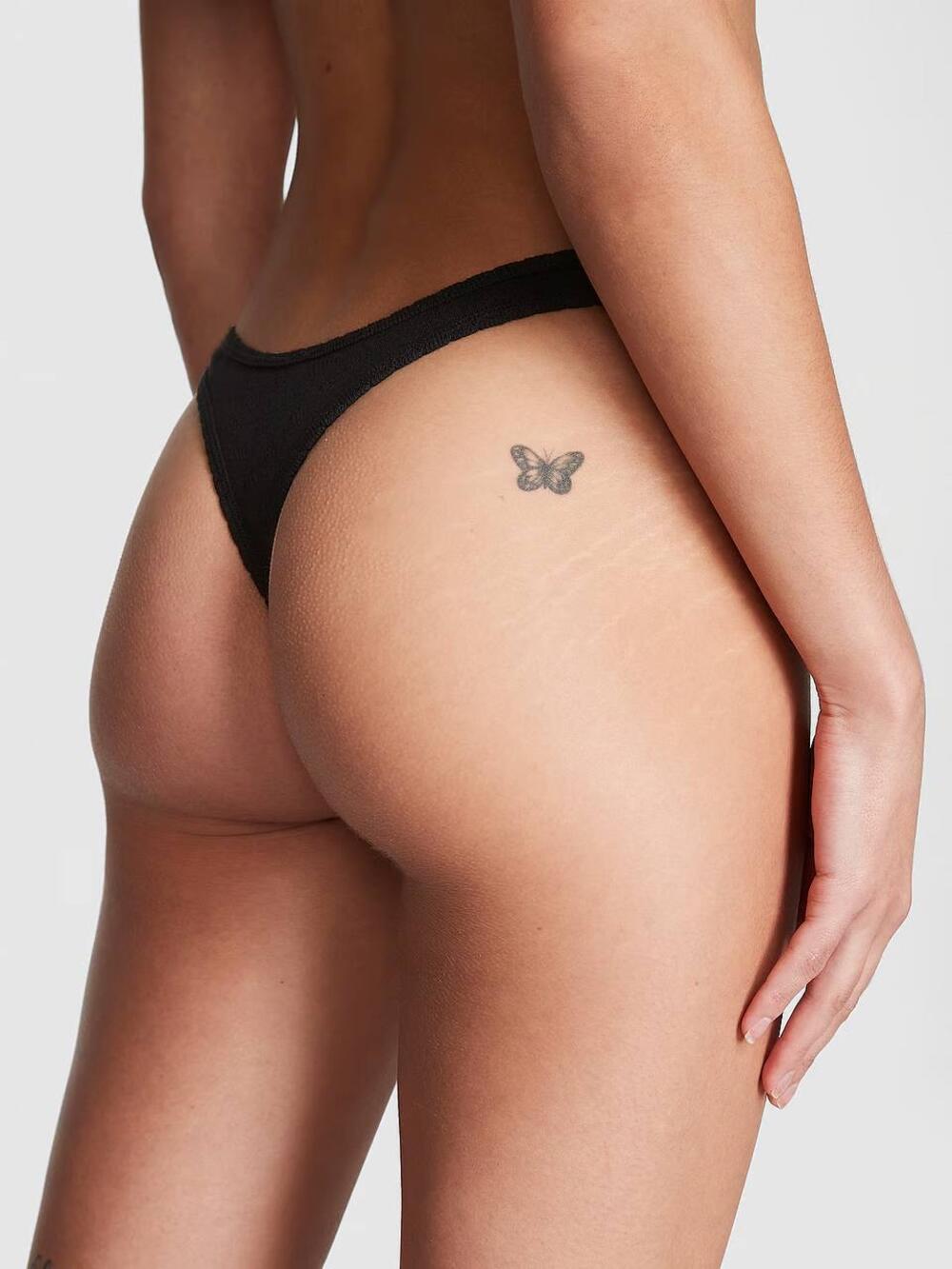 Cotton Thong Panty Розмір L Heart Pointelle | Pure Black Pointelle 2ZUO